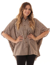 Load image into Gallery viewer, Brown Check Print Blouse
