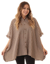 Load image into Gallery viewer, Brown Check Print Blouse
