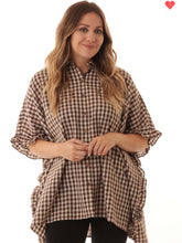 Load image into Gallery viewer, Brown Check Print Blouse
