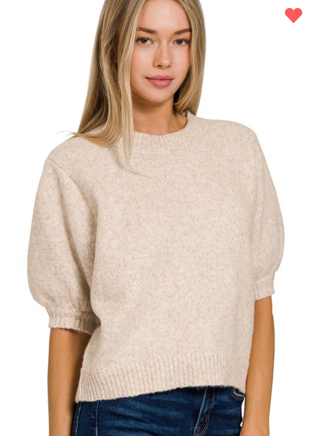 Puff Sleeve Sand Sweater