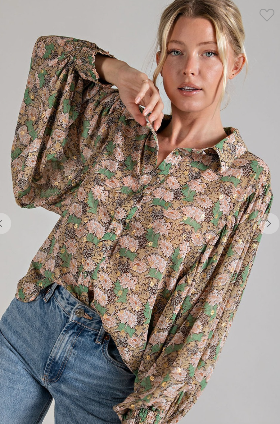 Flirty Floral Ballon Sleeve Blouse