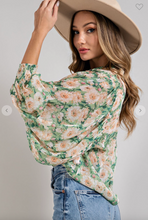 Load image into Gallery viewer, Green Lilac Ballon Sleeve Blouse
