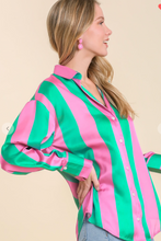 Load image into Gallery viewer, Green and Pink Striped Blouse
