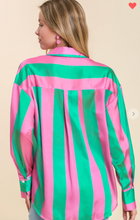 Load image into Gallery viewer, Green and Pink Striped Blouse
