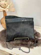 Load image into Gallery viewer, Black Hide and croc with Double Flap Clutch/Crossbody
