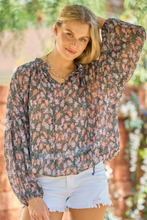 Load image into Gallery viewer, Flower Print Bubble Sleeve Blouse
