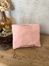 Load image into Gallery viewer, Pink Leather with Cream Hide Clutch/Crossbody
