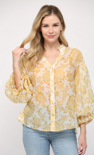 Load image into Gallery viewer, Yellow Floral Button Down Blouse
