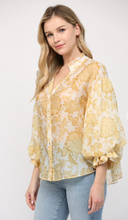 Load image into Gallery viewer, Yellow Floral Button Down Blouse
