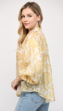 Load image into Gallery viewer, Yellow Floral Button Down Blouse
