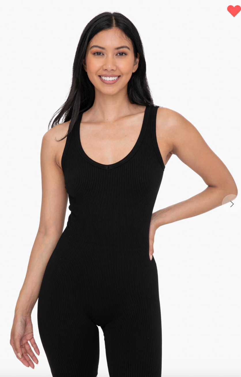 Black Ribbed Romper