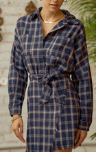 Load image into Gallery viewer, Navy Plaid Flannel Dress
