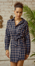 Load image into Gallery viewer, Navy Plaid Flannel Dress
