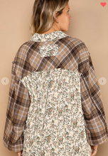 Load image into Gallery viewer, Mocha Floral/Plaid Button Down
