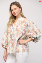 Load image into Gallery viewer, May Spring Floral Bubble Sleeve Blouse
