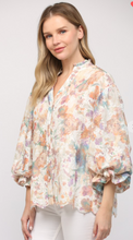 Load image into Gallery viewer, May Spring Floral Bubble Sleeve Blouse
