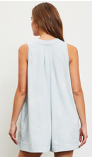 Load image into Gallery viewer, Tie Pleated Denim Romper
