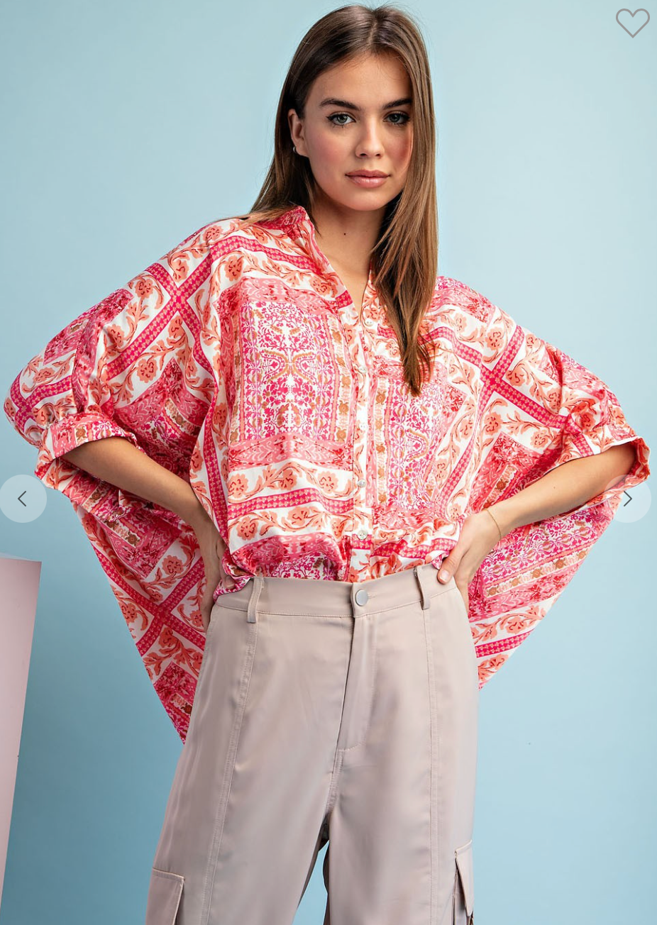 Pink Spring Poncho Blouse