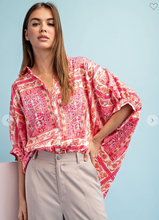 Load image into Gallery viewer, Pink Spring Poncho Blouse
