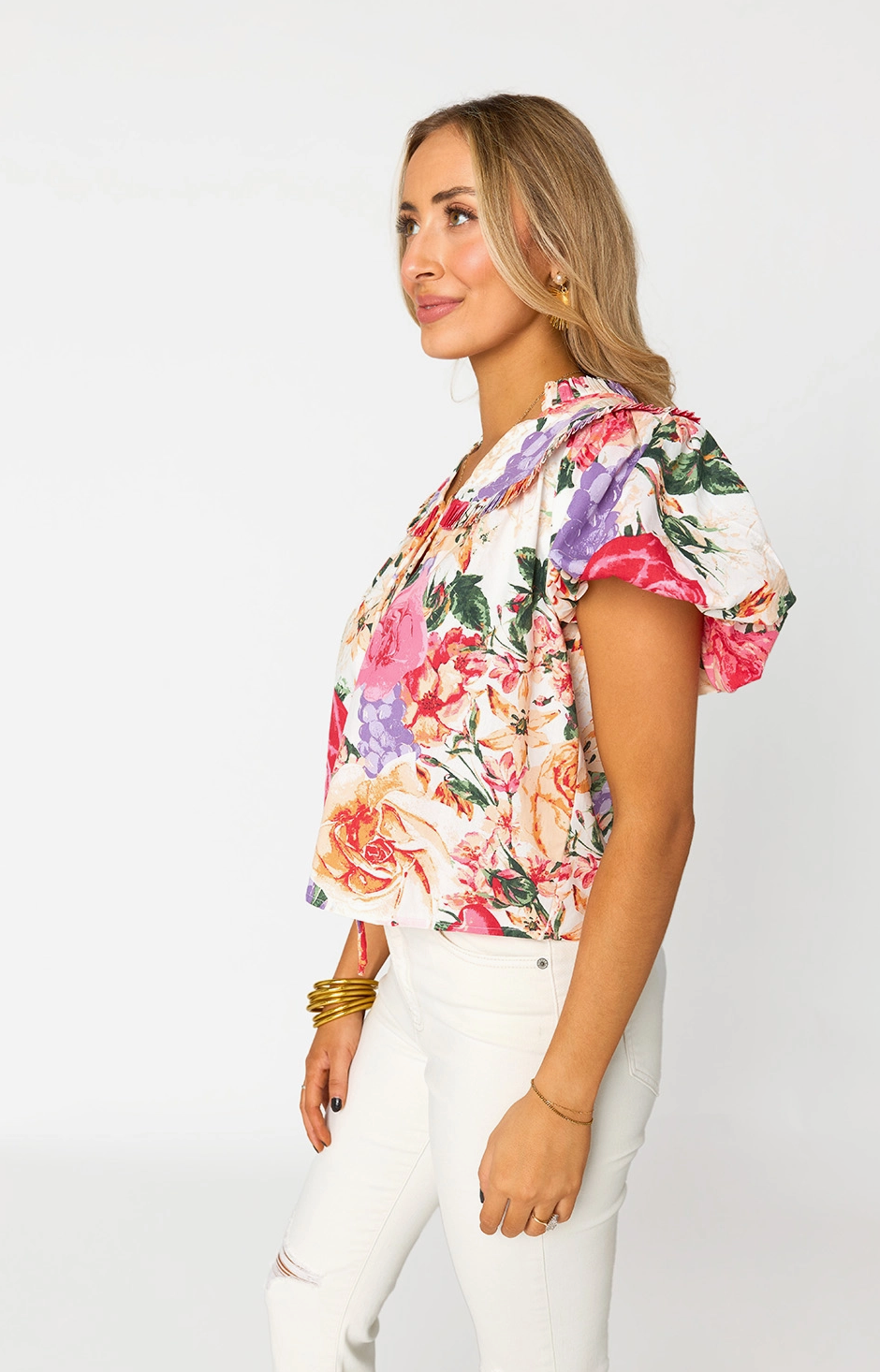 Rose Petal Puff Sleeve Blouse