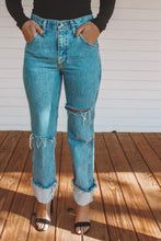 Load image into Gallery viewer, Dark Wash Distressed Vintage Wranglers
