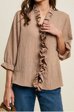 Load image into Gallery viewer, Striped Ruffle Collar Top
