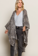 Load image into Gallery viewer, Grey Snake Skin Kimono
