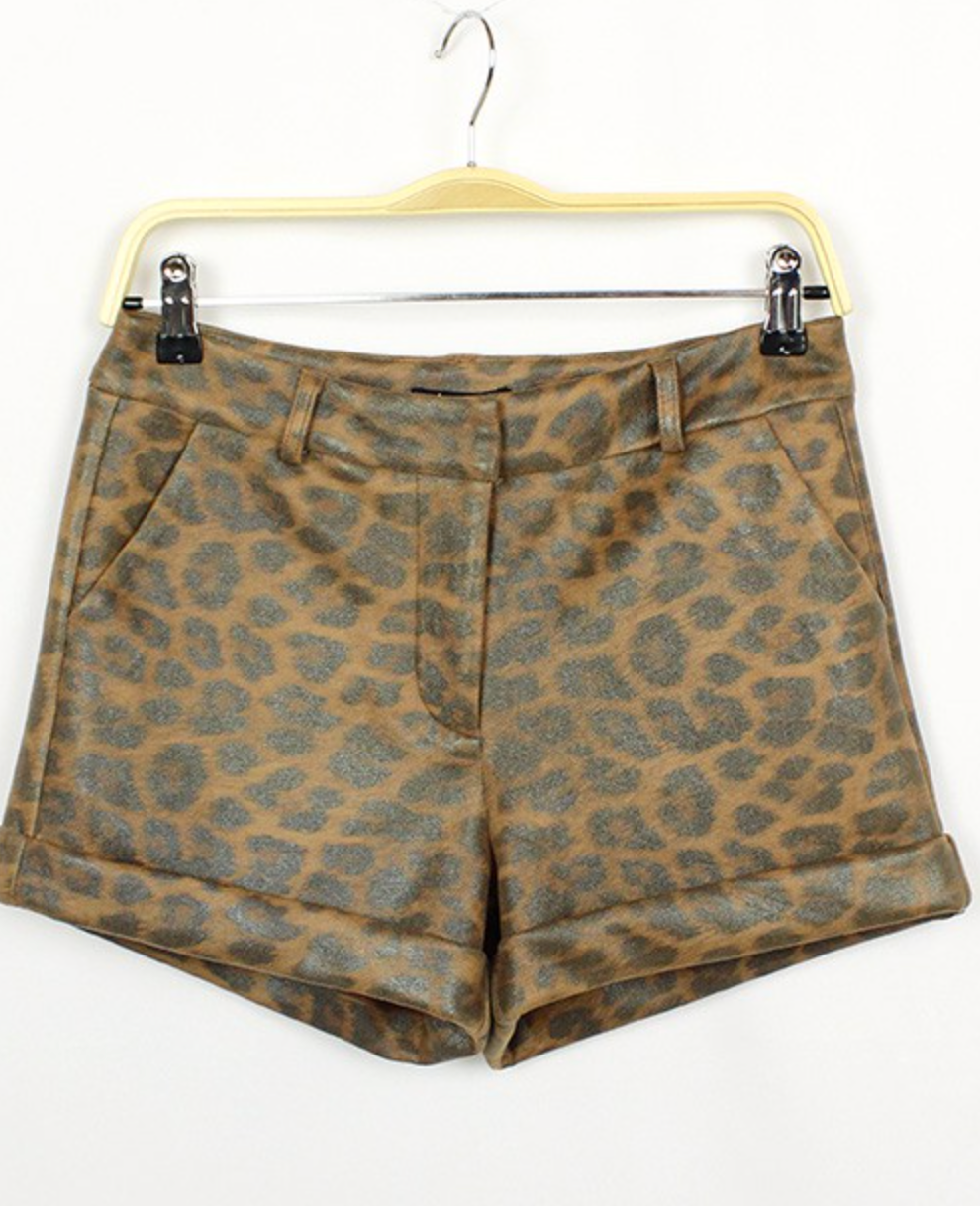 Leather Leopard Shorts