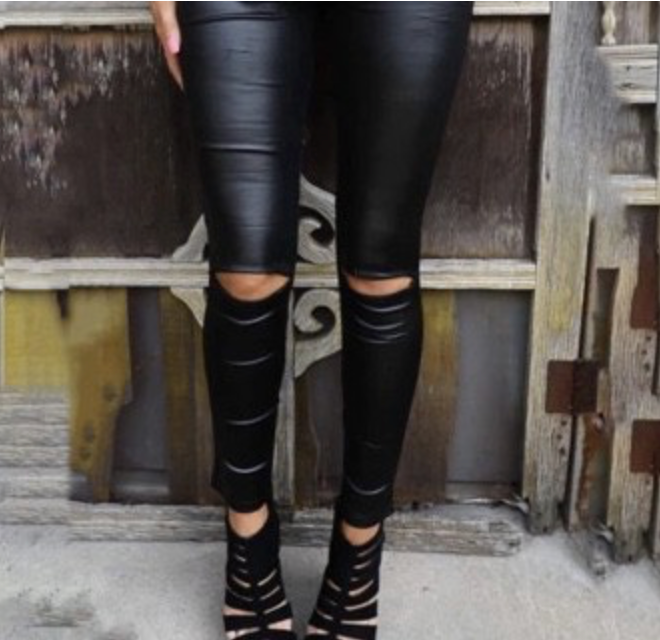 Leather leggings (knee cut)