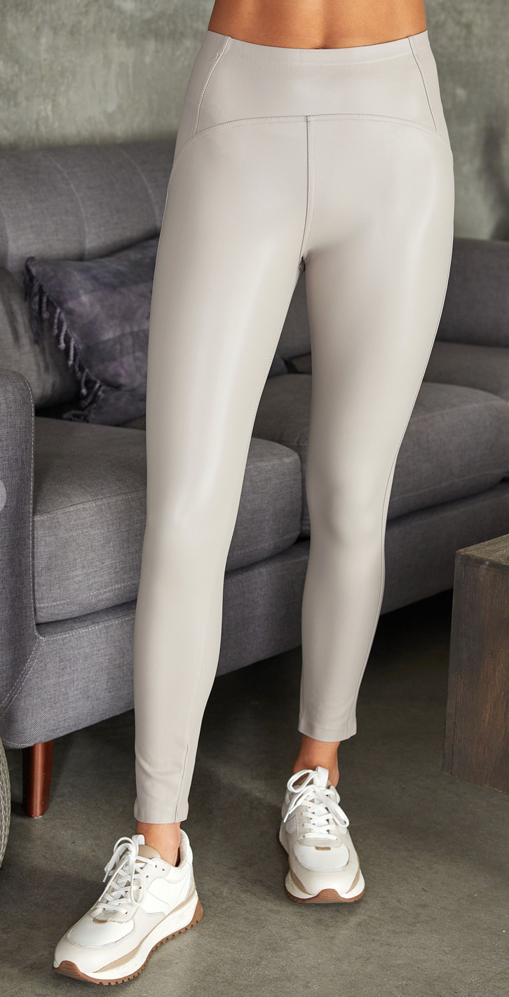 Taupe Premium Leather Leggings