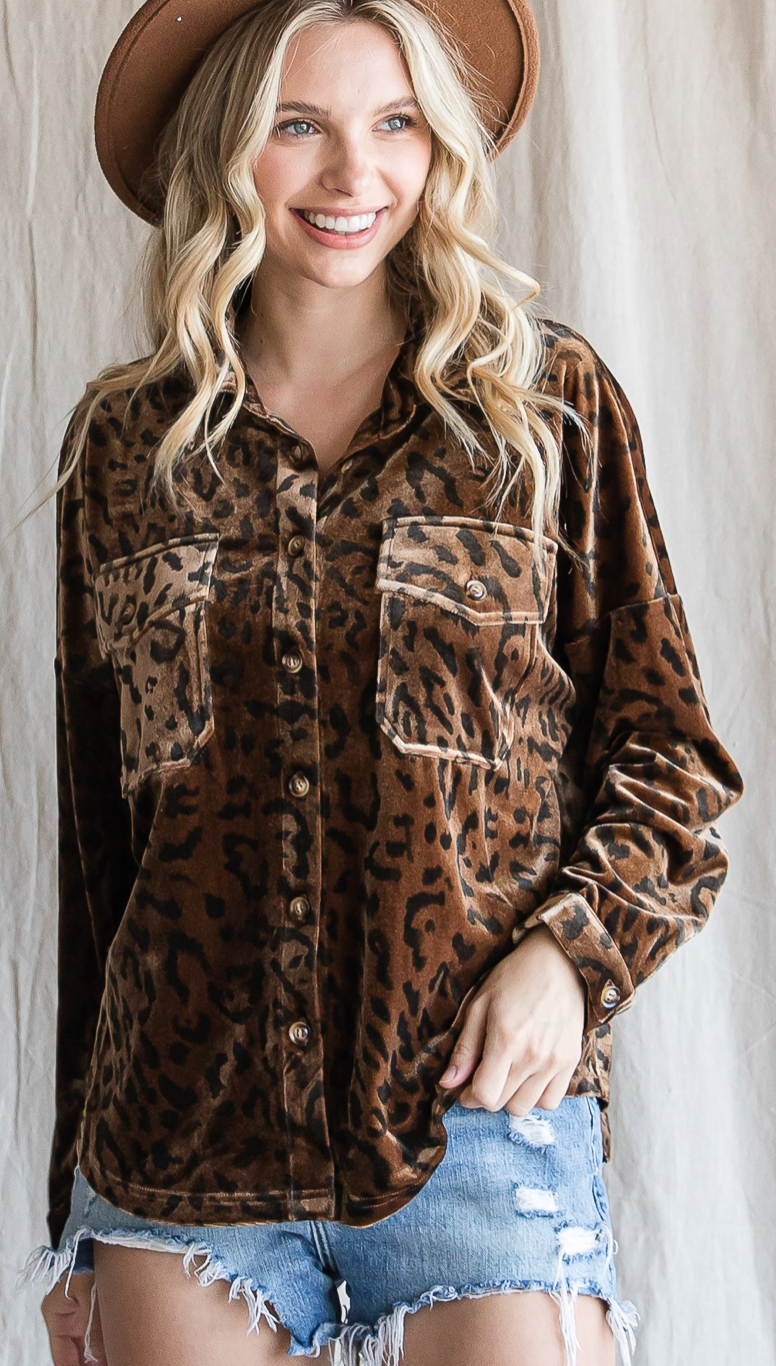 Leopard Velvet Blouse