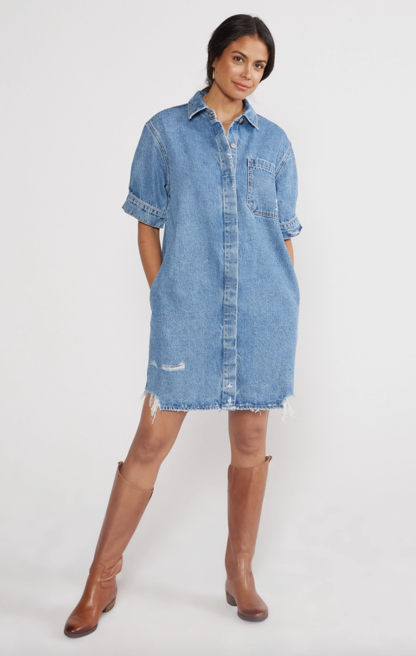 Distressed Denim Dress