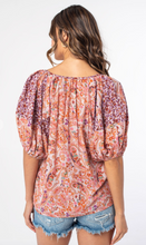 Load image into Gallery viewer, Paisley Bohemian Ballon Sleeve Blouse
