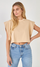 Load image into Gallery viewer, Taupe Folded Crop Tee
