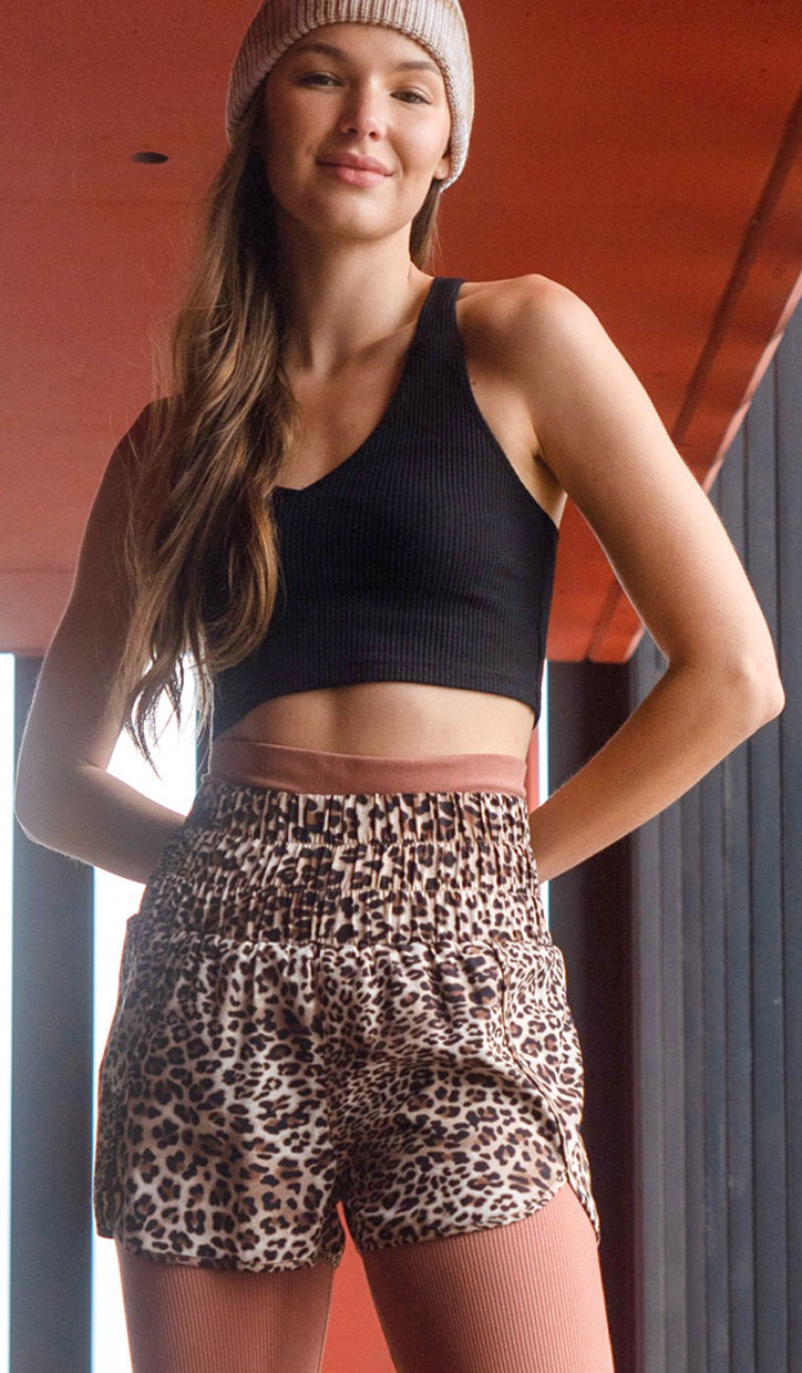 Leopard High Waisted Workout Shorts