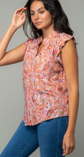 Load image into Gallery viewer, Floral Metalic Ruffle Sleeve Blouse
