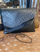 Load image into Gallery viewer, Black Double Flap Gator Clutch/Crossbody
