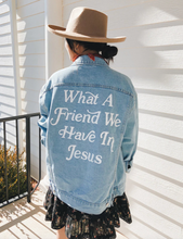 Load image into Gallery viewer, What a Friend In Jesus Denim Jacket
