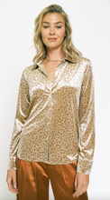 Load image into Gallery viewer, Gold Leopard Velvet Button Down
