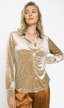 Load image into Gallery viewer, Gold Leopard Velvet Button Down
