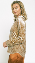 Load image into Gallery viewer, Gold Leopard Velvet Button Down
