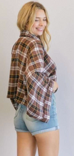 Load image into Gallery viewer, Brown Bell Sleeve Flannel
