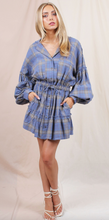 Load image into Gallery viewer, Plaid Ballon Sleeve Dress
