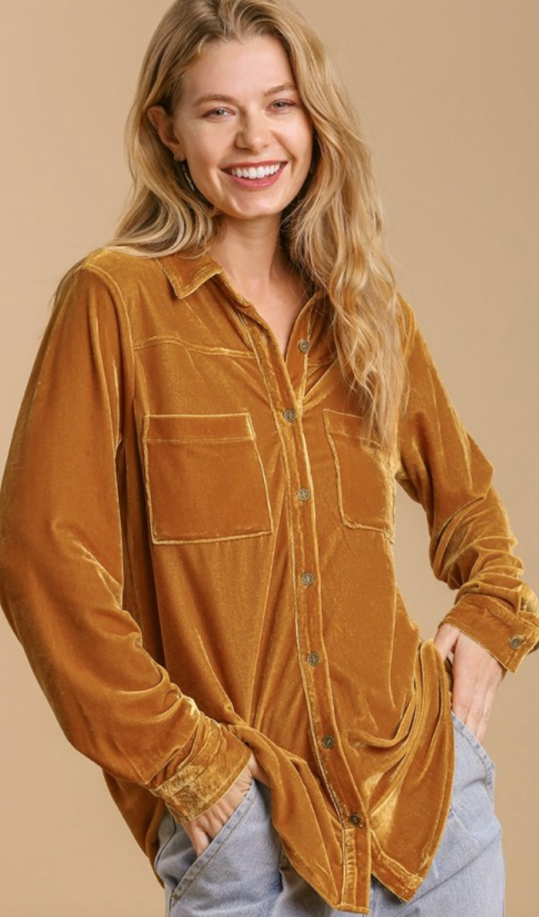 Mustard Velvet Blouse