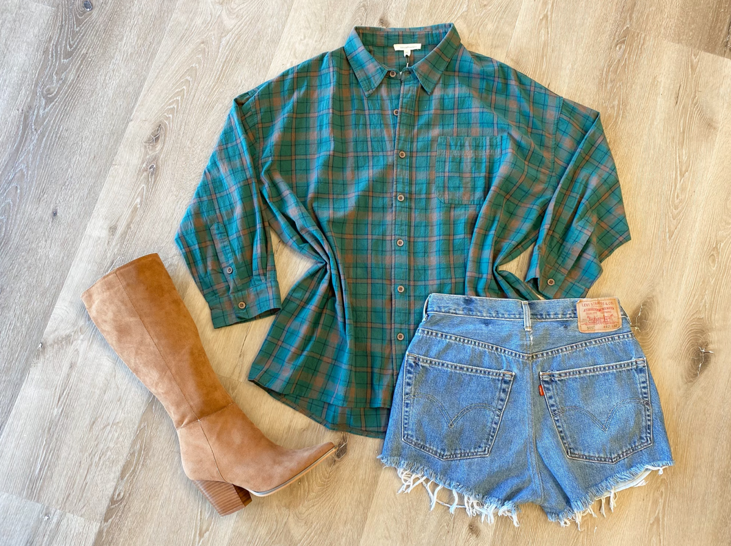 Oversized Forest Plaid Shirt