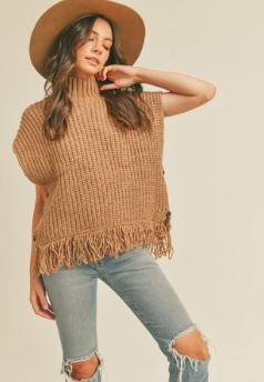 Fringe Taupe Sweater Vest