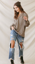 Load image into Gallery viewer, Black Plaid Ballon Sleeve Top
