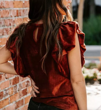 Load image into Gallery viewer, Velvet Rust Flutter Sleeve Blouse
