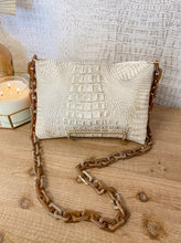 Load image into Gallery viewer, Springbok Flap With White/Gold Croc Body Clutch/Crossbody
