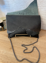 Load image into Gallery viewer, Solid Black Cowhide with Triple Flap Clutch/Crossbody
